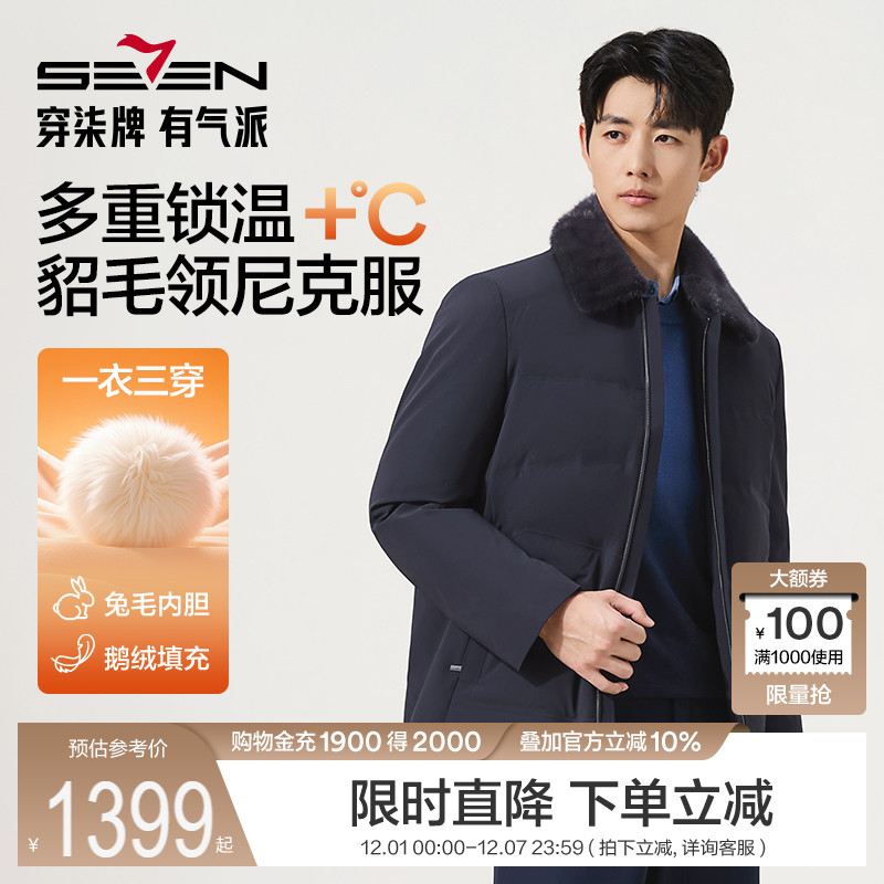 貂毛领兔毛羽绒内胆保暖尼克服