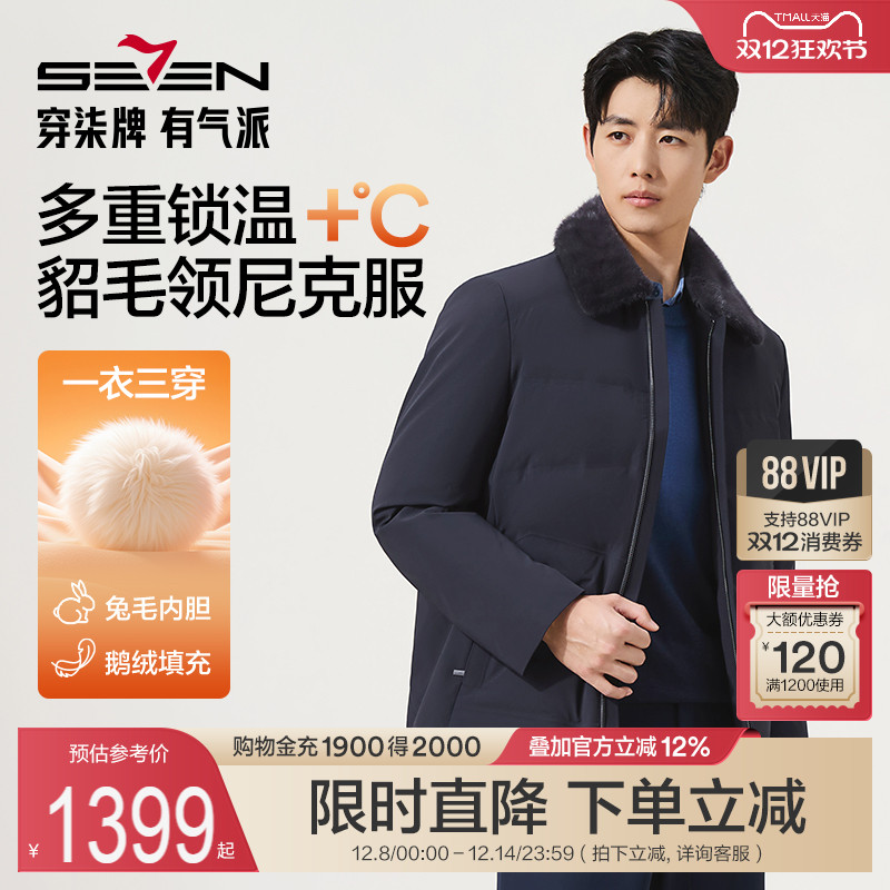 貂毛领兔毛羽绒内胆保暖尼克服