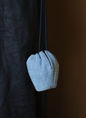 叶谭 植染手织仕覆袋 提花回纹布料茶具收纳袋大号小号蓝色咖色