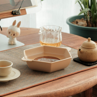 叶谭 天野时韵壶承 景德镇耐热陶土麦色温壶茶承温酒可搭配酒精灯