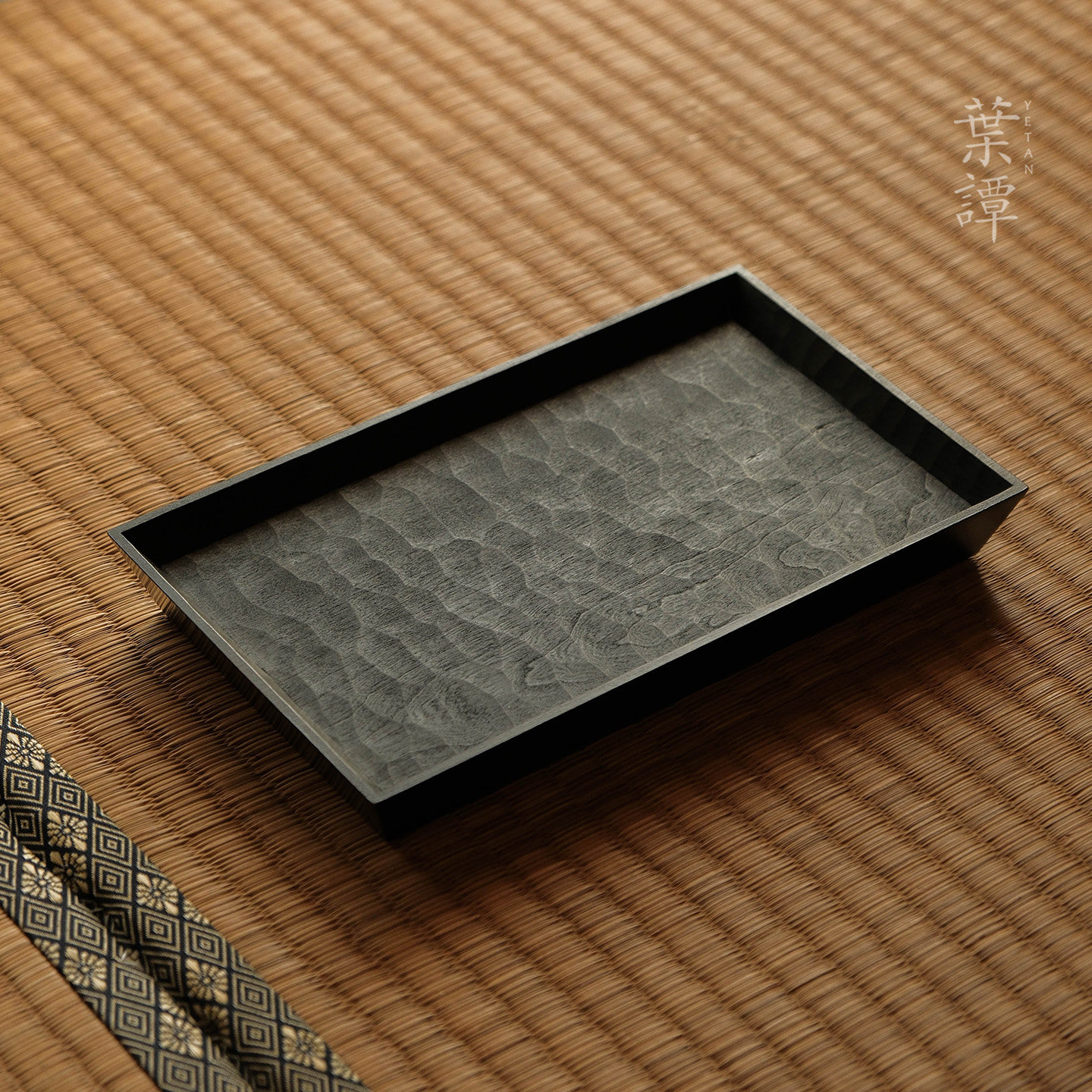 叶谭 长方斜边盘 樱桃木茶盘黑色置物盘果盘茶席收纳整理手工雕刻,餐饮具,茶盘,淘宝优惠券,粉丝福利购,淘宝优惠卷