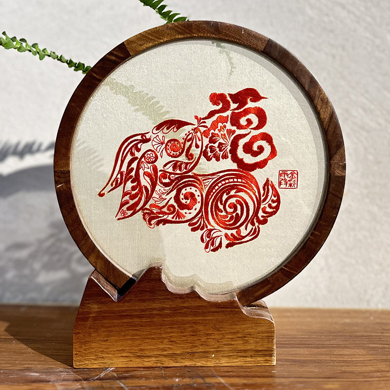 金彩霞湘绣手工刺绣兔年商务礼品金兔纳福中华老字号非遗湘绣