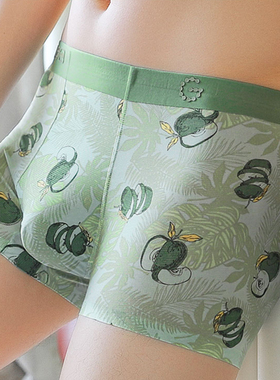 夏网孔奢华冰丝抗菌大码宽松超薄款四角绿色个性潮牌短裤男士内裤