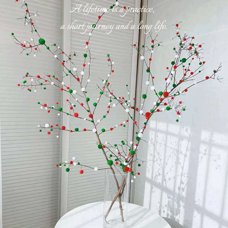 毛球树枝圣诞节创意拍摄道具