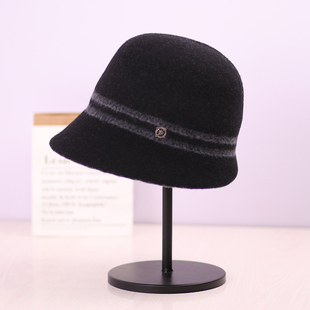 英伦羊毛盆帽秋冬季女士复古毛呢礼帽渔夫帽时尚保暖毛毡帽皮卡罗