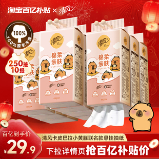 【李昀锐同款】清风卡皮巴拉抽纸10提悬挂式挂抽纸巾整箱厕纸抽by