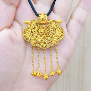 金包银天子门生古法锁包女足银吊坠编绳送老婆女友