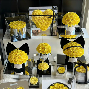 黄玫瑰花束生日永生花爱心抱抱桶送女朋友闺蜜闺蜜七夕教师节礼物