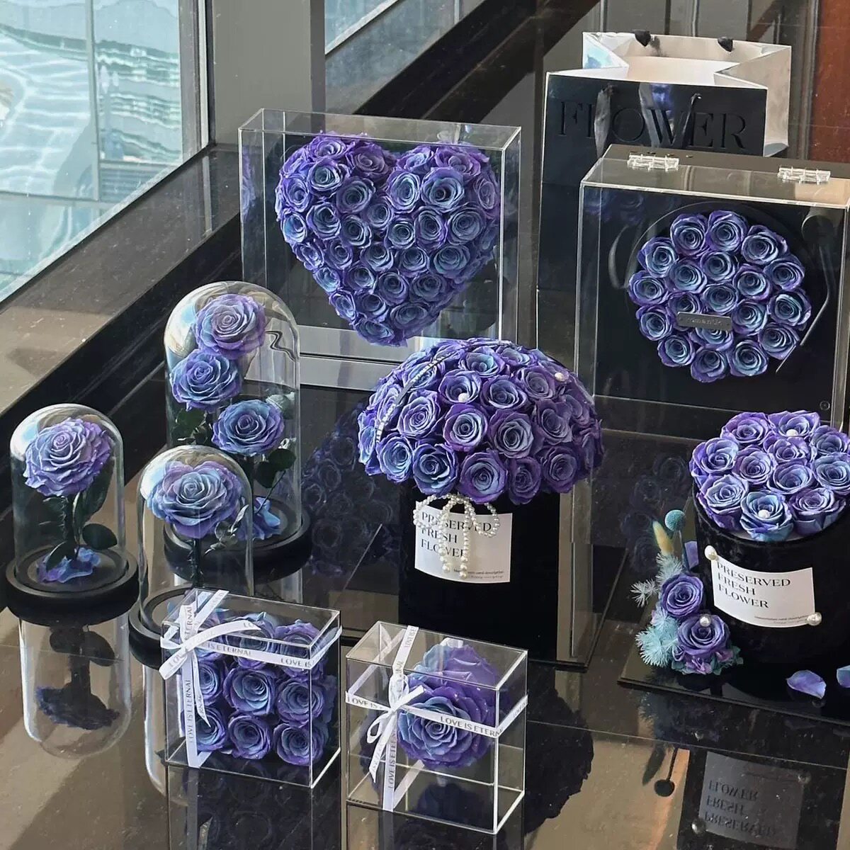 母亲节礼物永生花银河系玫瑰抱抱桶爱心镜面礼盒送女友闺蜜生日