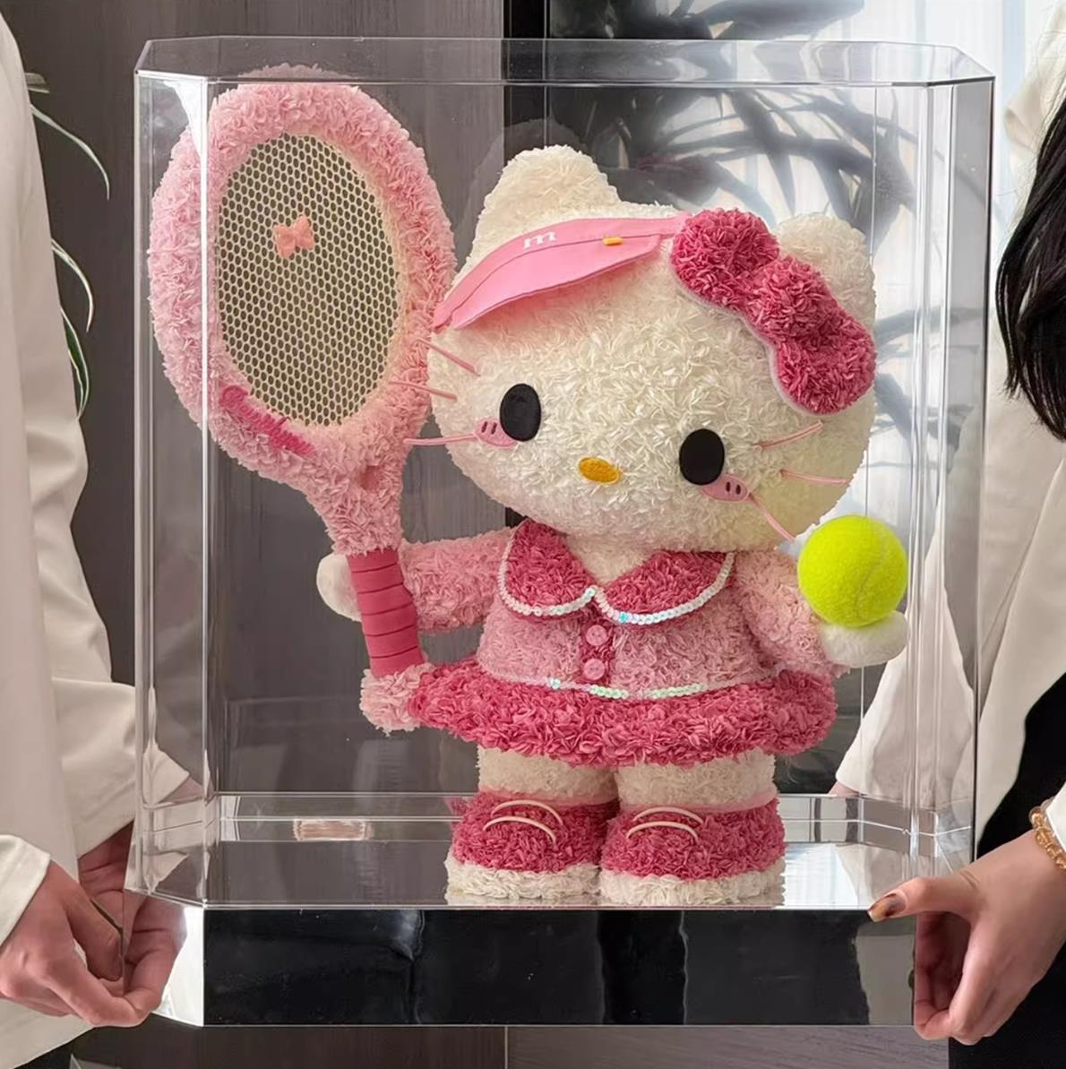永生花超大hellokitty凯蒂猫永生花真花网球KT猫礼盒送女朋友闺蜜