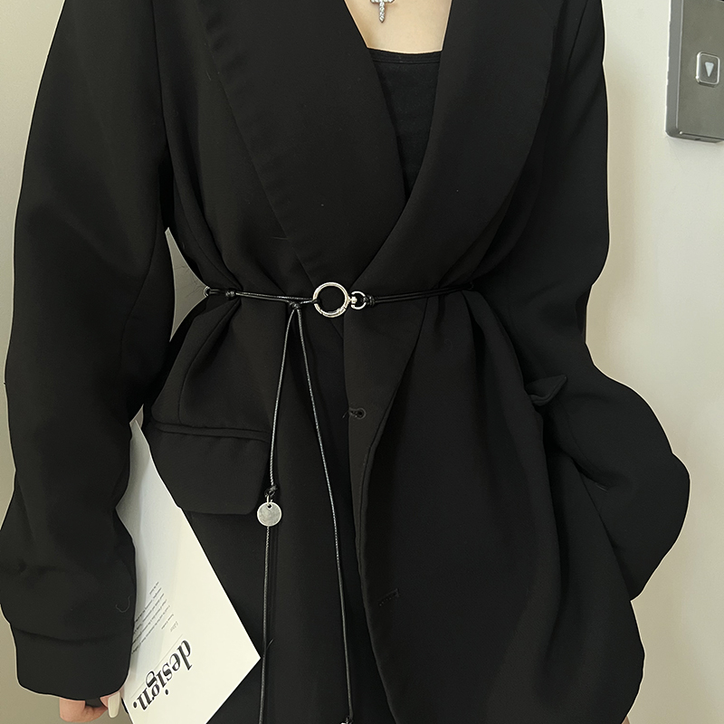 装饰百搭细腰带搭配西装裙子大衣
