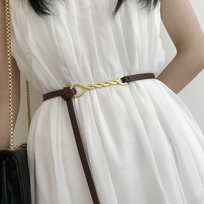 打结复古麻花细皮带女装饰配连衣裙韩版百搭金属针扣小腰带学生