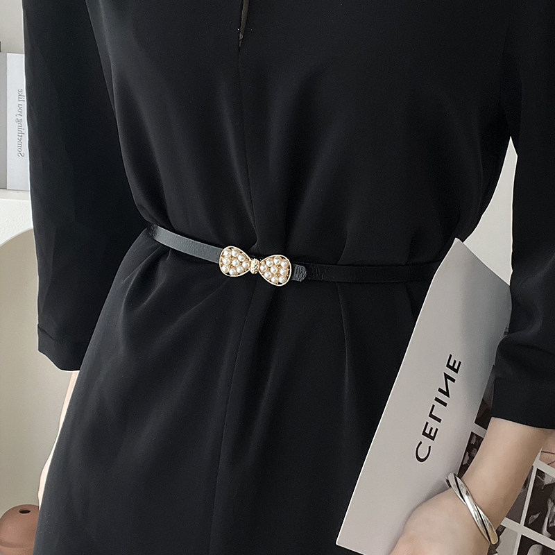 窄细腰带女牛皮ins装饰 配裙子西装衬衫女士甜美小皮带韩版新款