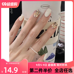 手工穿戴甲新款网红爆款美甲成品贴片孕妇简约贴钻高级感假指甲片