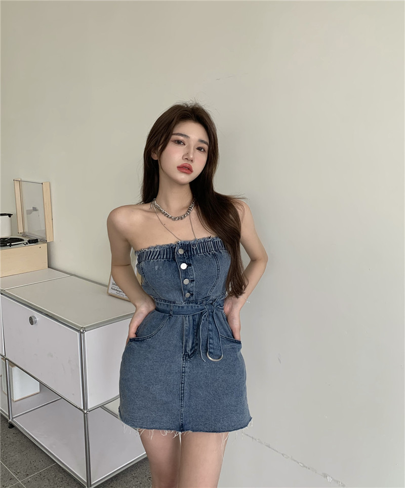 Real price of vintage Korean waist denim dress