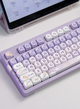 MOA高度渐变紫兔键帽可爱pbt热升华工艺适合狼蛛F87 F99 vgnS99 F