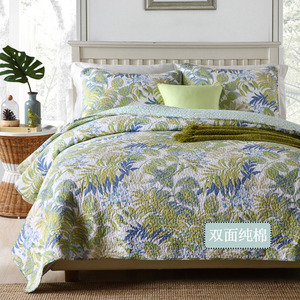 纯棉全棉绗缝床盖三件套单件衍缝被双人床铺盖夹棉加厚床单大被单