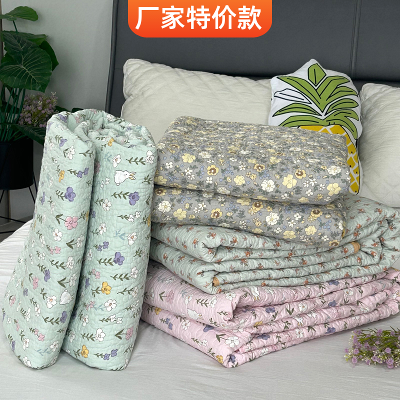 夹棉防滑双面纯棉床盖四季通用