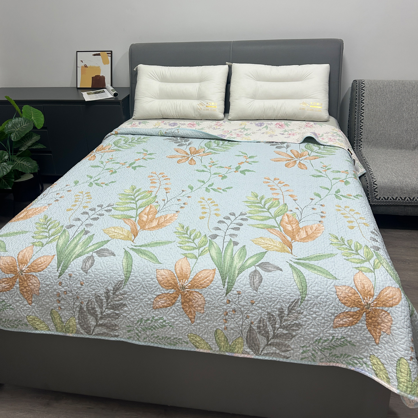 不易皱不起球两面用夹棉纯棉床盖