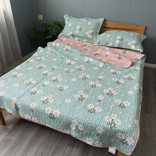 纯棉床盖双面斜纹夹棉床单四季用