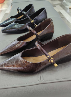 实体店女鞋2025春秋一字带玛丽珍鞋浅口尖头99-589单鞋86281