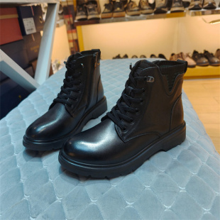 实体店马丁靴冬牛皮真皮加绒厚底短靴女英伦风靴子女鞋信诺13002