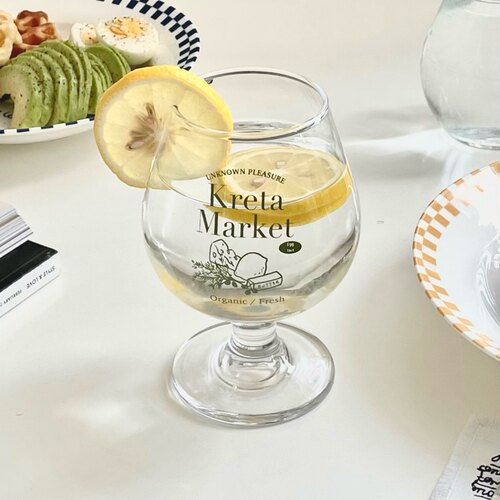 自制法式字母手绘印花玻璃高脚杯