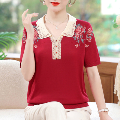 短袖t恤绣花烫钻送运费险高贵