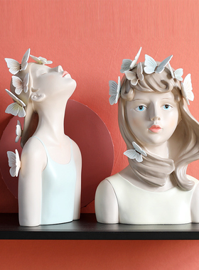 蝴蝶少女艺术风软装饰品客厅桌面