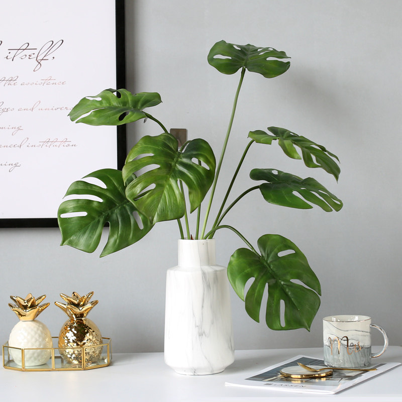 风吟仿真手感七头龟背叶龟背竹 室内装饰绿植北欧植物盆栽摆件