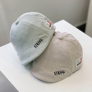 宝宝帽子夏季 男童女童鸭舌帽可爱婴儿画家帽潮 儿童英伦贝雷帽春季