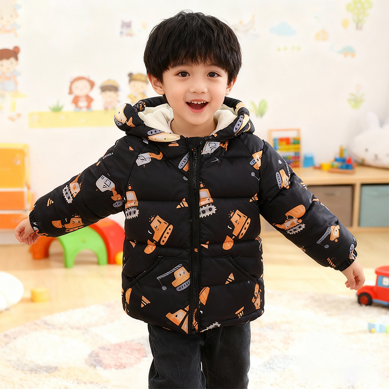 女童卡通连帽加绒男童棉服冬季保暖洋气棉衣外套 - 淘宝联盟商品