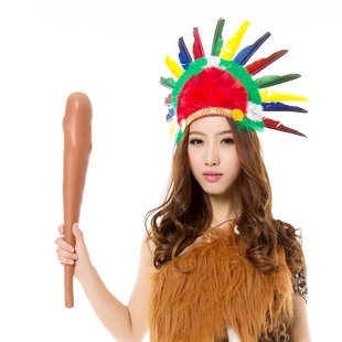 万圣节用品印第安武器棒球棒野人棒印第安人手棒野人棒