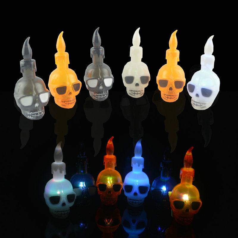 万圣节手提南瓜桶发光骷髅桶恐怖鬼头闪光骷髅头灯鬼节装饰灯