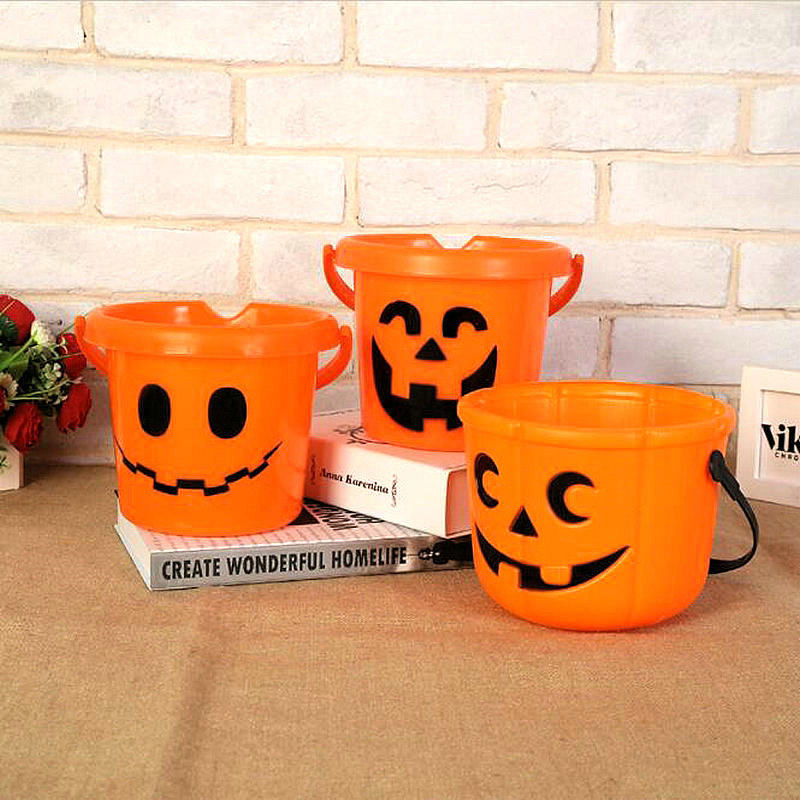 万圣节手提南瓜桶儿童糖果罐鬼节搞怪南瓜装饰万圣节恐怖道具装饰