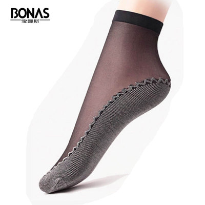 宝娜斯夏季超薄款短丝袜女脚底加棉防勾丝短袜2428防滑32001曼姿