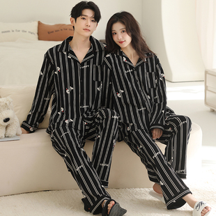 情侣睡衣春秋款长袖纯棉布料100全棉秋冬2026新款男女加厚家居服