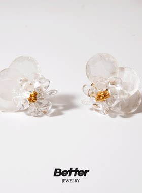 A617  月白冰花耳钉