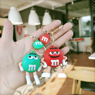 创意卡通M豆系列PVC钥匙扣挂饰汽车书包挂件情侣可爱小礼品硅胶