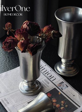 SilverOne高级银色大口径花瓶干花欧式客厅入户门摆件玄关柜装饰