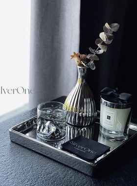 SilverOne银色几何托盘圆形方形ins现代简约客厅入户装饰收纳盘