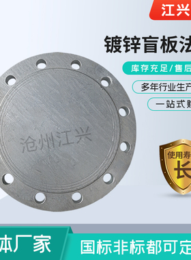 国标镀锌盲板PN10 PN16 PN25 DN15-DN600 碳钢热镀锌BL镀锌法兰盖