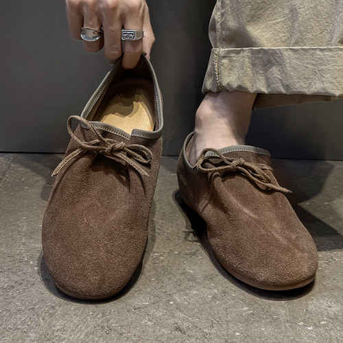 松弛感老钱风乐福鞋软底软面潮鞋