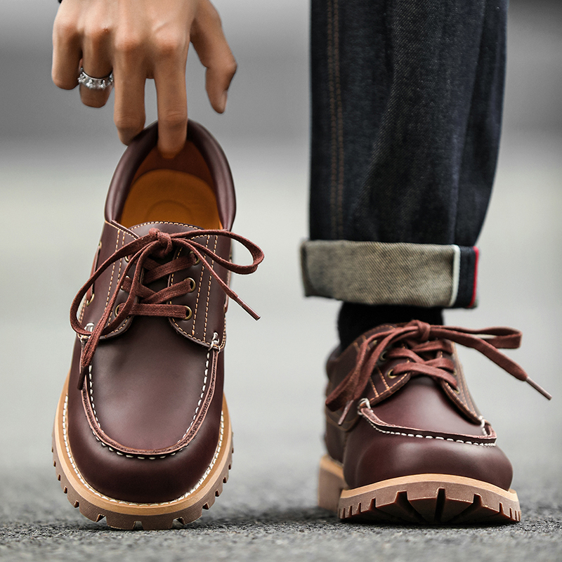 复古工装鞋厚底增高户外休闲皮鞋