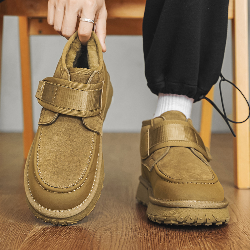 雪地靴加绒加厚保暖魔术贴大棉鞋