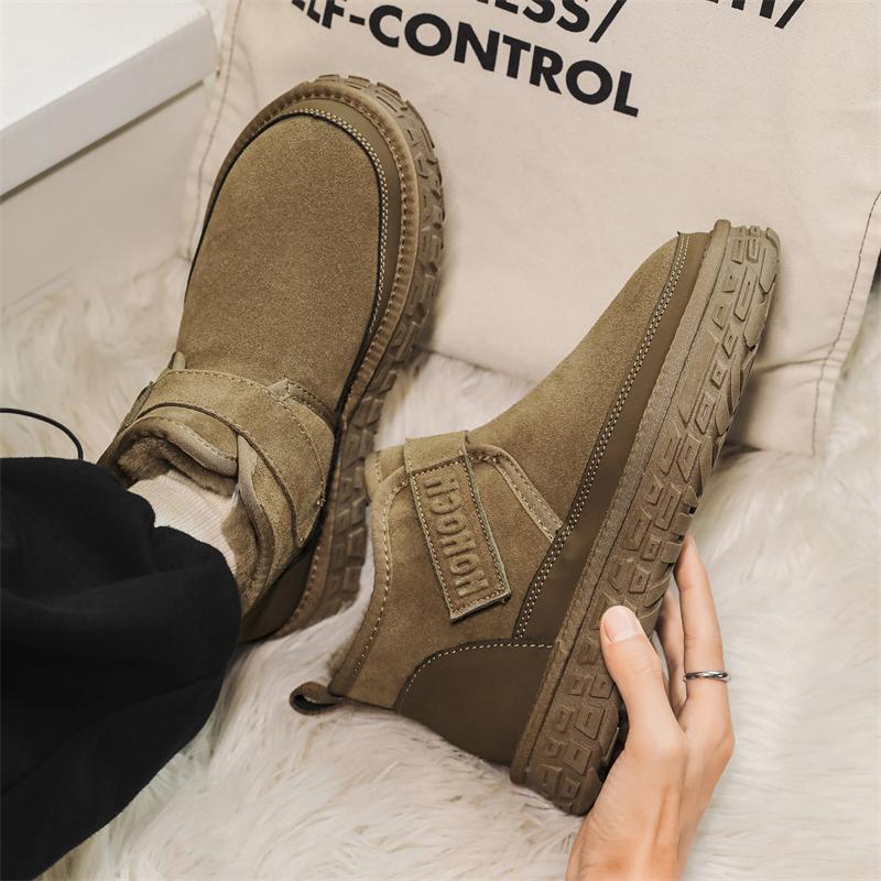 雪地靴加绒加厚魔术贴棉靴轮胎底