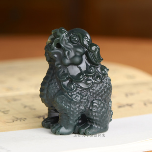 真品新疆和田玉细料麒麟手把件玉石小摆件麒麟男士女士手把玩玉器