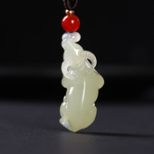 真品和田玉生肖牛玉吊坠青白玉牛转乾坤玉坠男士 女士珠宝玉石挂件