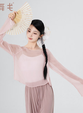 中国古典舞服上衣女成人春秋纱衣罩衫国风跳舞练功服外搭薄款衣服