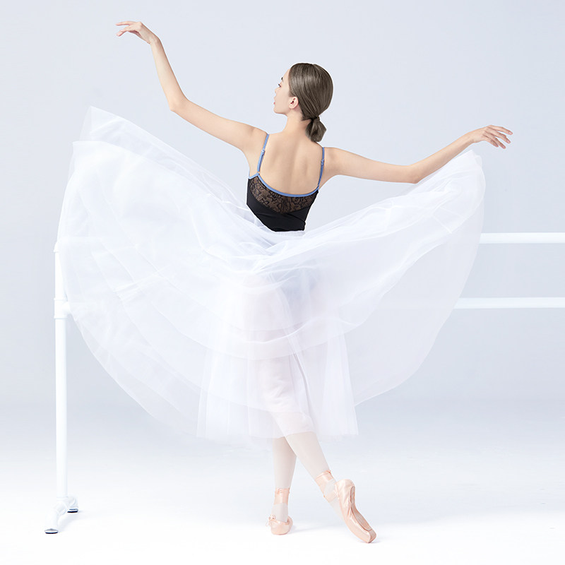 芭蕾舞裙女练功服半身纱裙古典舞演出服白色长裙飘逸大摆舞蹈裙子